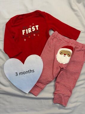 Carter's - Red 'My First Christmas' Baby Outfit/Pajama Set
